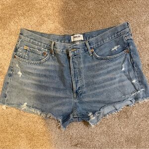 Agolde Parker Light Blue Frayed Jean Shorts - Button Fly